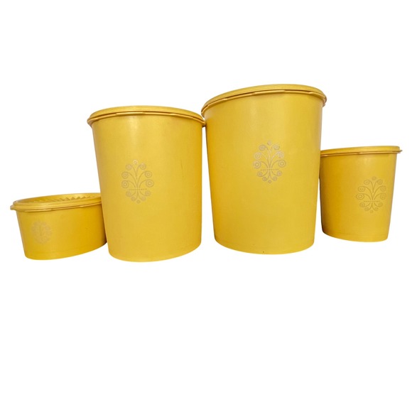 Tupperware Other - Vintage Tupperware Servalier Harvest Yellow Nesting Canister Set of 4 With Lids